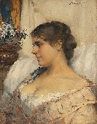 Albert Edelfelt Ung kvinna i sin budoir oil painting reproduction